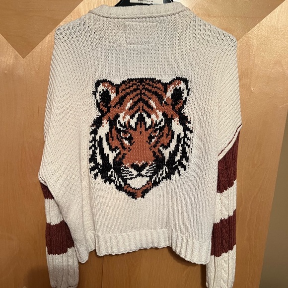 Anthropologie Cream and Brown Tiger Cardigan - Picture 2 of 4